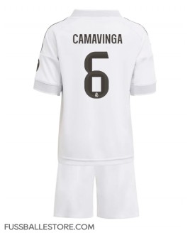 Günstige Real Madrid Eduardo Camavinga #6 Heimtrikotsatz Kinder 2025-26 Kurzarm (+ Kurze Hosen)